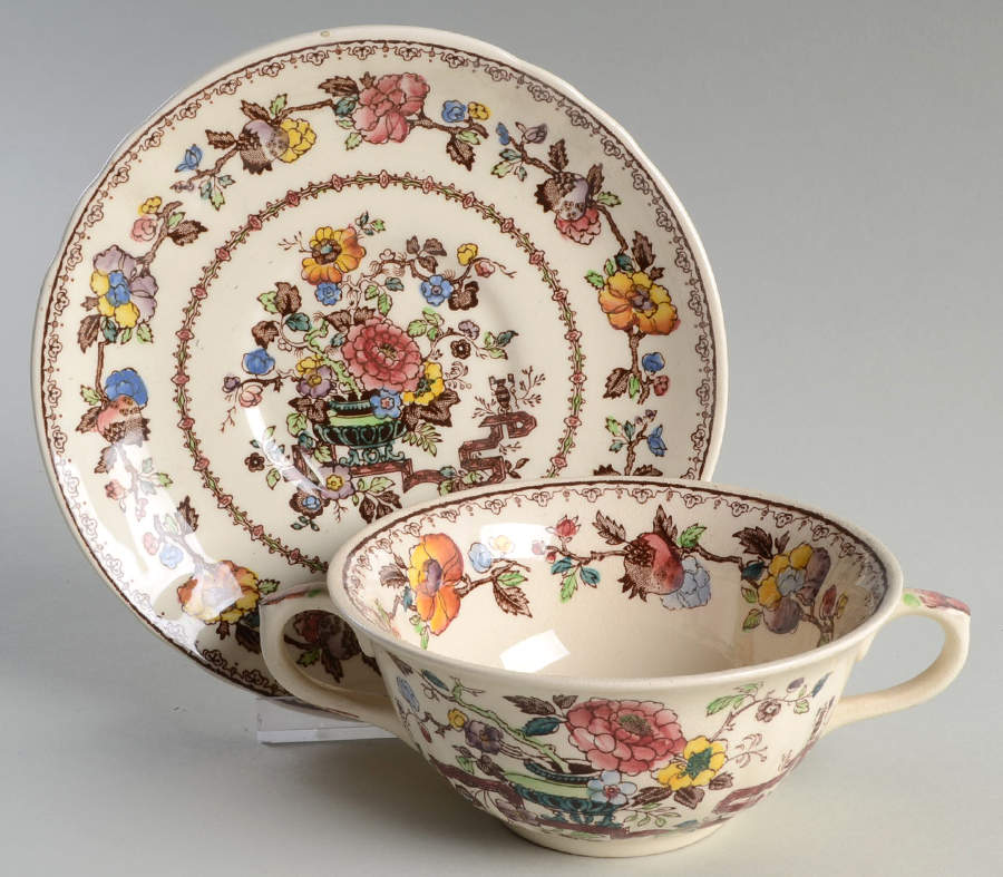 Nabob Flat Cream Soup Bowl & Saucer Set by Mason's-1