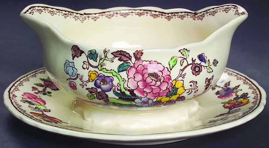 Nabob Gravy Boat with Attached Underplate by Mason's-1