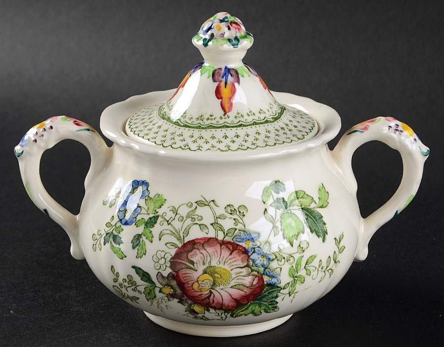 Paynsley Green Multicolor Sugar Bowl & Lid by Mason's-1