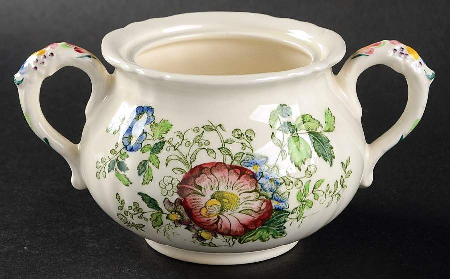 Paynsley Green Multicolor Sugar Bowl No Lid by Mason's-1