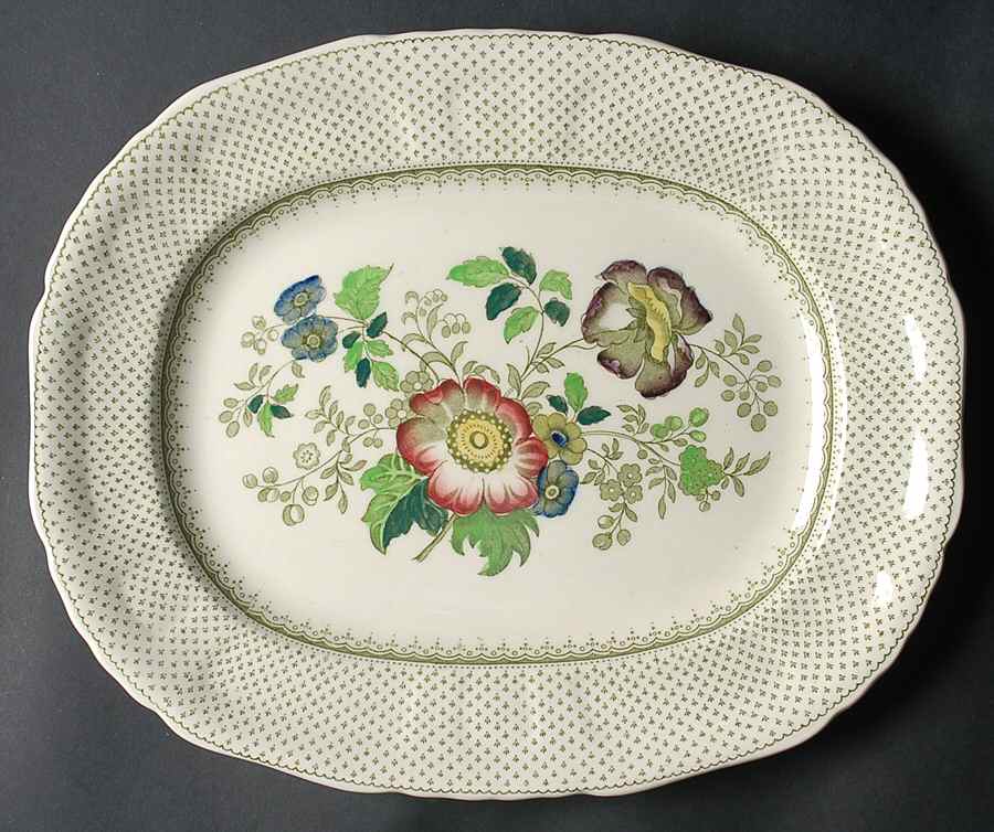 Paynsley Green Multicolor 13" Oval Serving Platter by Mason's-1