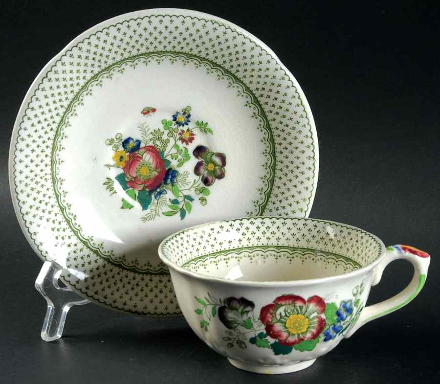 Paynsley Green Multicolor Footed Cup & Saucer Set by Mason's-1