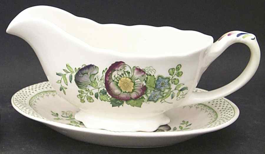 Paynsley Green Multicolor Gravy Boat & Underplate/Relish by Mason's-1