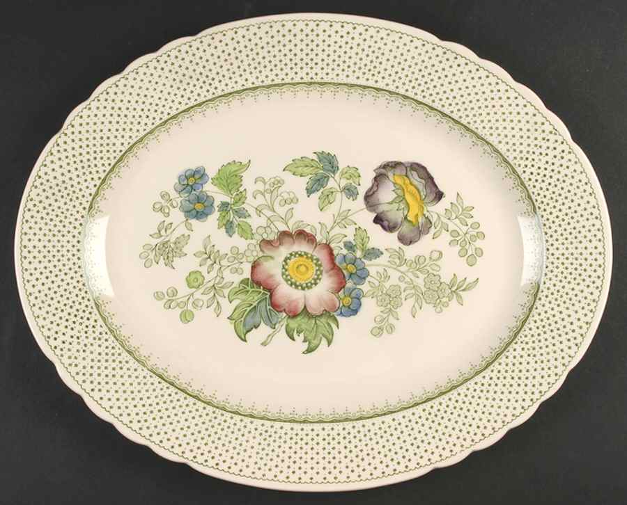Paynsley Green Multicolor 15" Oval Serving Platter by Mason's-1