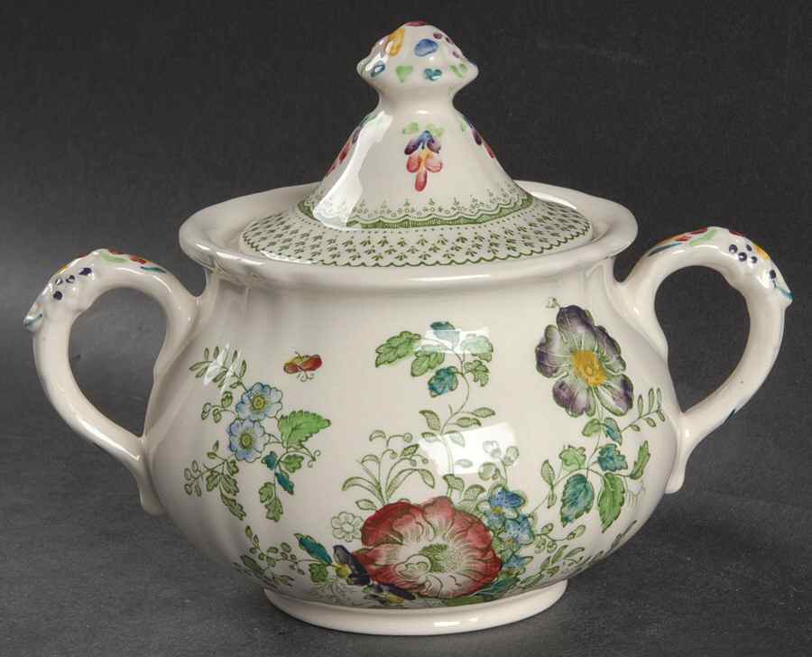 Paynsley Green Multicolor Sugar Bowl & Lid by Mason's-1