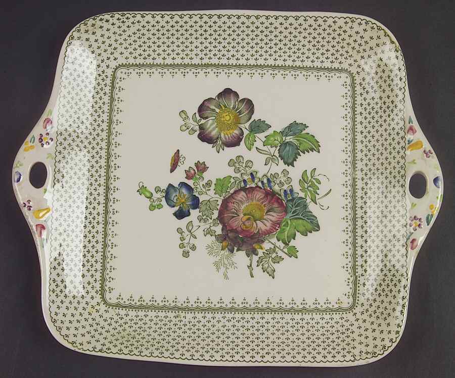 Paynsley Green Multicolor Square Handled Cake Plate by Mason's-1
