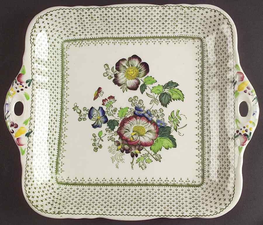 Paynsley Green Multicolor Square Handled Cake Plate by Mason's-1