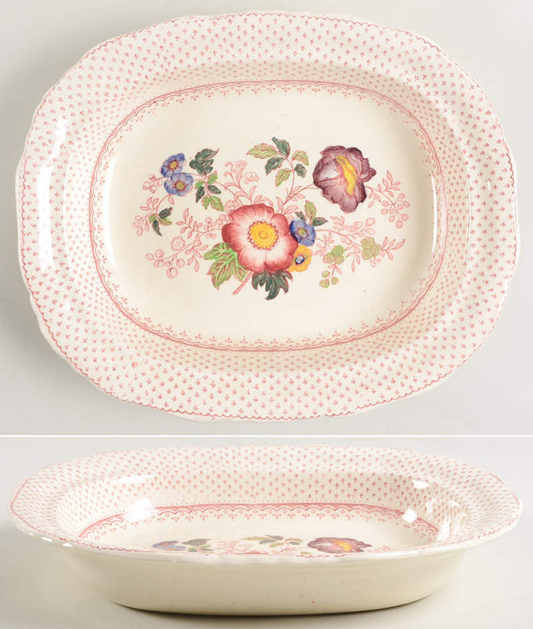 Paynsley Pink 9" Oval Vegetable Bowl by Mason's-1