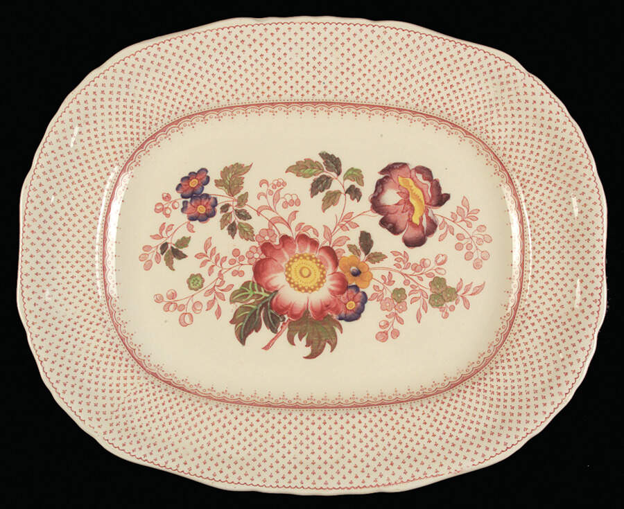 Paynsley Pink 13" Oval Serving Platter by Mason's-1