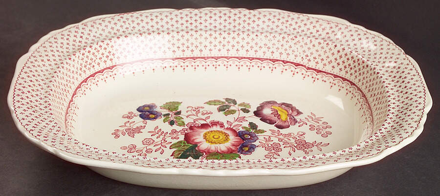 Paynsley Pink 10" Oval Vegetable Bowl by Mason's-1