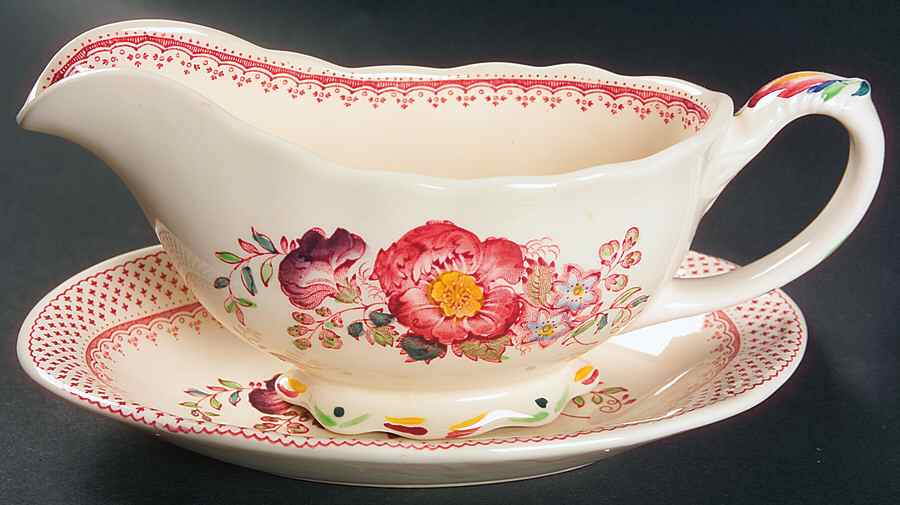 Paynsley Pink Gravy Boat & Underplate/Relish by Mason's-1