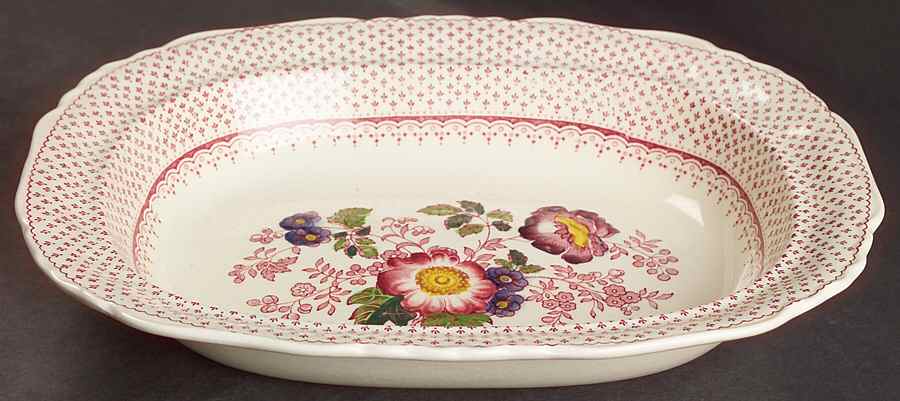 Paynsley Pink 10" Oval Vegetable Bowl by Mason's-1