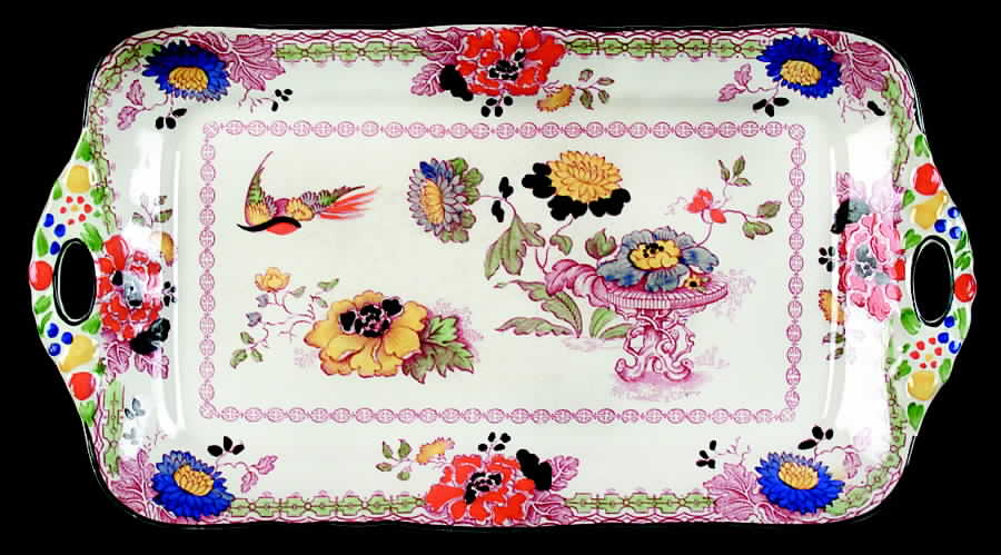 Persiana (Black Trim) Large Sandwich Tray by Mason's-1