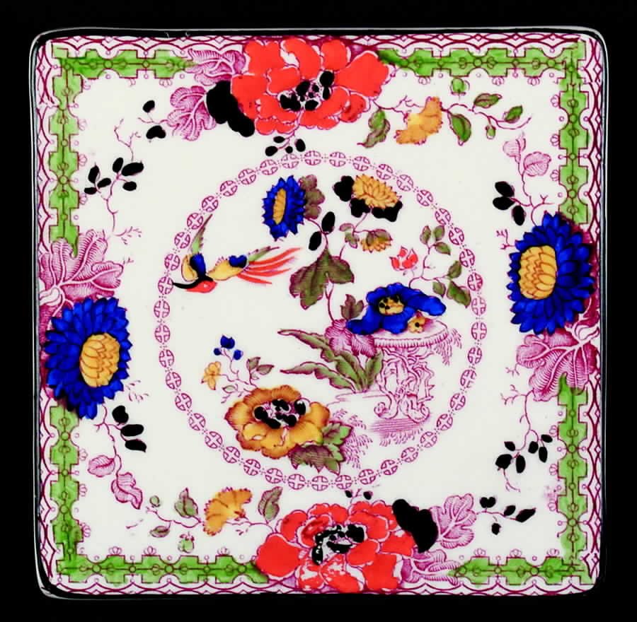 Persiana (Black Trim) Tea Tile by Mason's-1