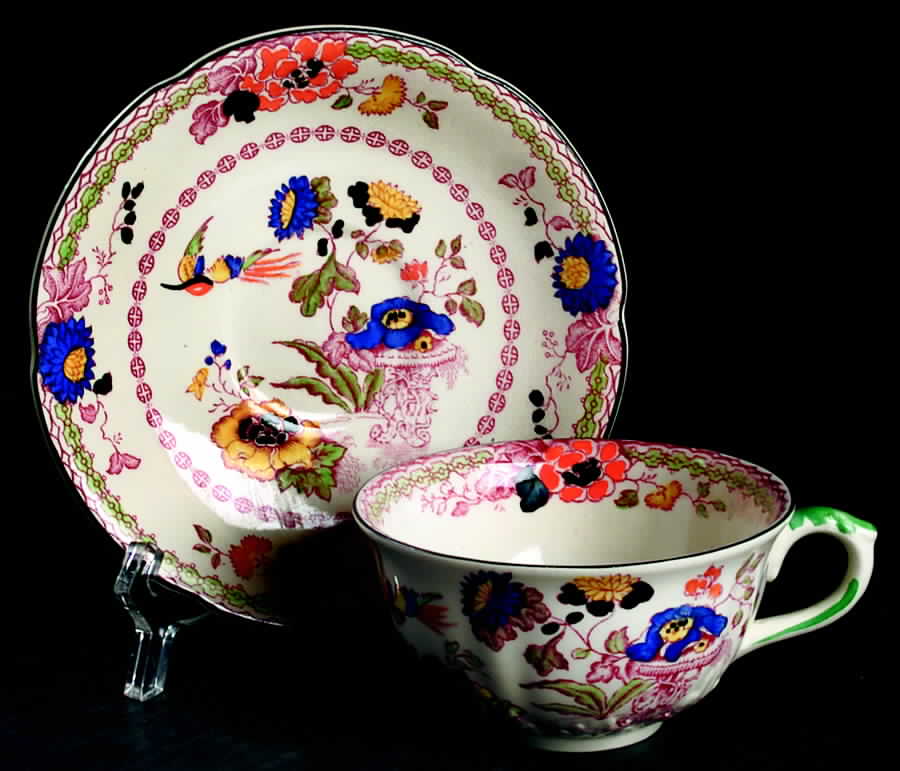 Persiana (Black Trim) Flat Cup & Saucer Set by Mason's-1