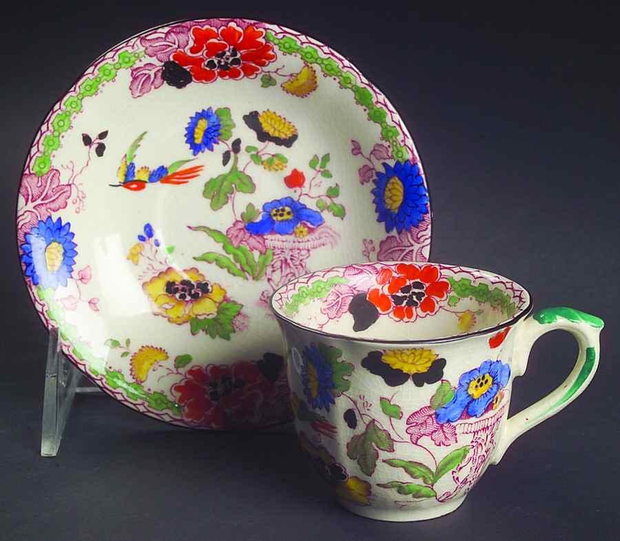 Persiana (Black Trim) Flat Demitasse Cup & Saucer Set by Mason's-1