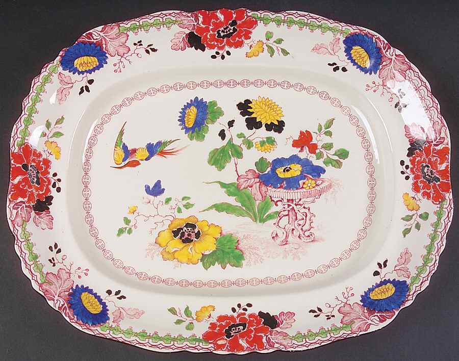 Persiana (Black Trim) 14" Oval Serving Platter by Mason's-1