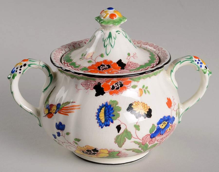 Persiana (Black Trim) Sugar Bowl & Lid by Mason's-1