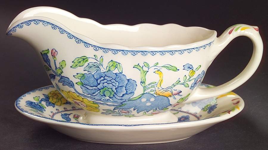 Regency Plantation Colonial Gravy Boat & Underplate/Relish by Mason's-1