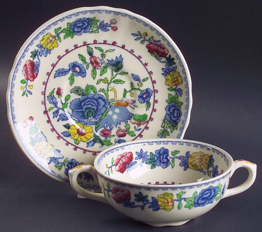 Regency Plantation Colonial Flat Cream Soup Bowl & Saucer Set by Mason's-1