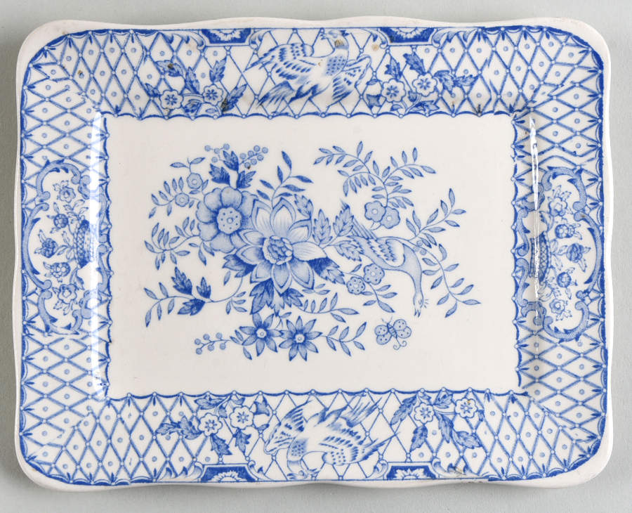 Stratford Royal Blue (No Trim) Cheese Dish with Lid, Base Only (Wedge) by Mason's-1