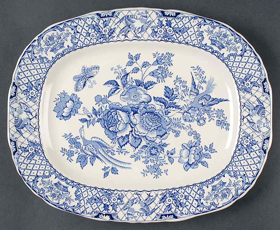 Stratford Royal Blue (No Trim) 13" Oval Serving Platter by Mason's-1