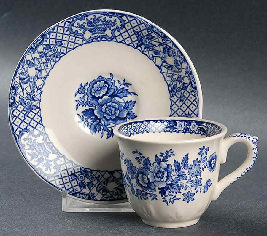 Stratford Royal Blue (No Trim) Flat Demitasse Cup & Saucer Set by Mason's-1
