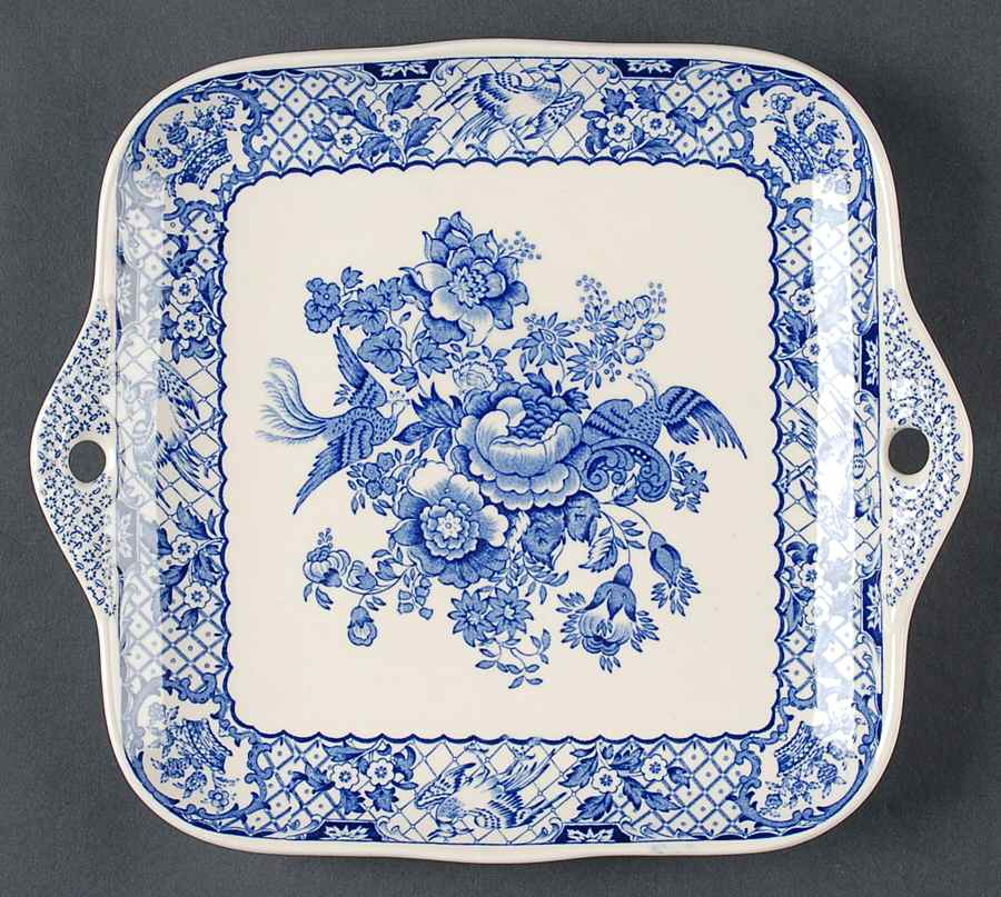 Stratford Royal Blue (No Trim) Square Handled Cake Plate by Mason's-1