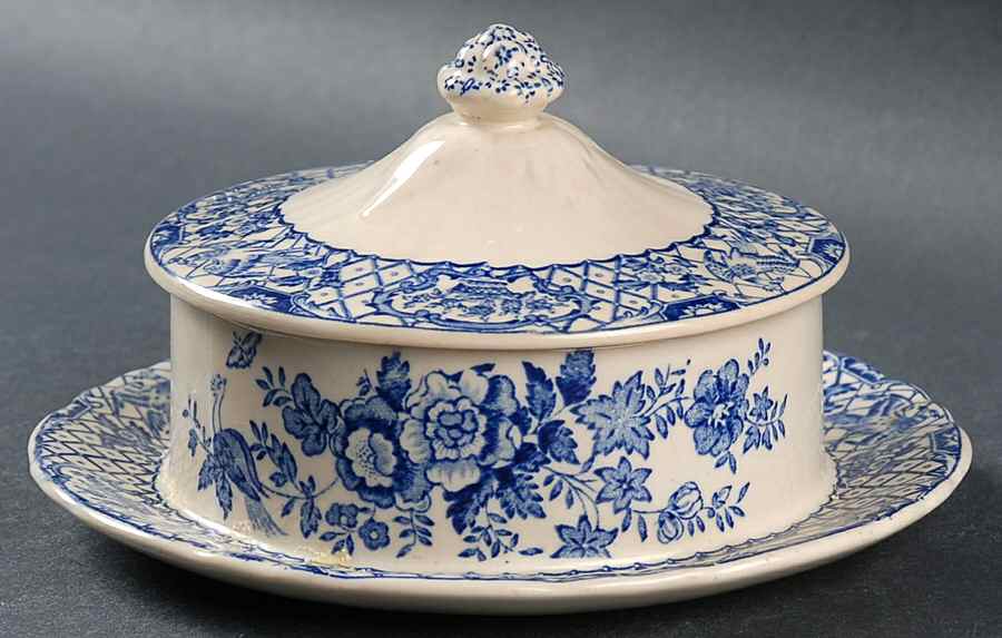 Stratford Royal Blue (No Trim) Butter Box & Lid by Mason's-1