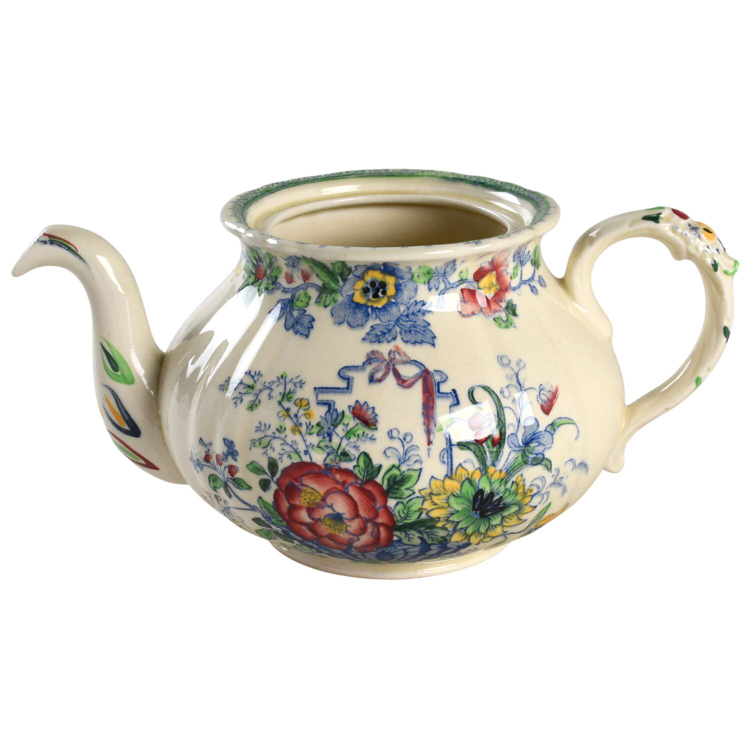 Strathmore Blue Multicolor Teapot No Lid by Mason's-1