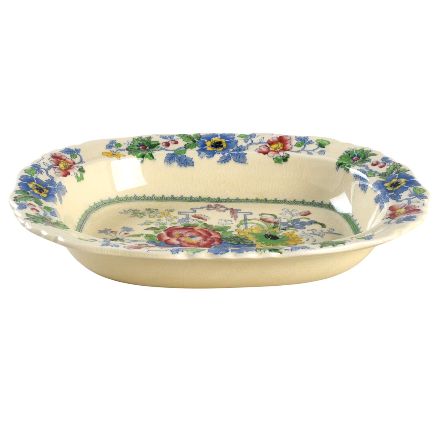 Strathmore Blue Multicolor 10" Oval Vegetable Bowl by Mason's-1