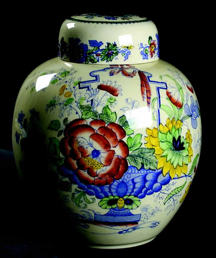 Strathmore Blue Multicolor Large Prunus Jar & Lid by Mason's-1