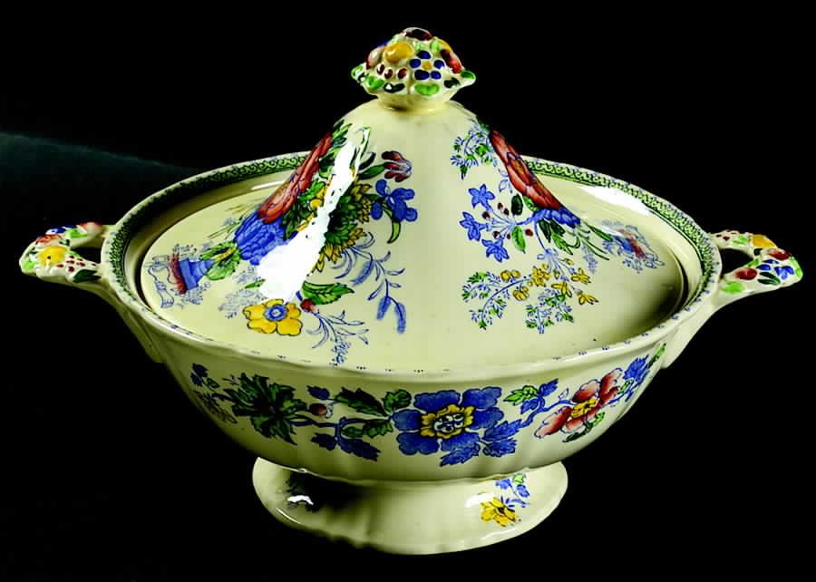 Strathmore Blue Multicolor Round Covered Vegetable by Mason's-1