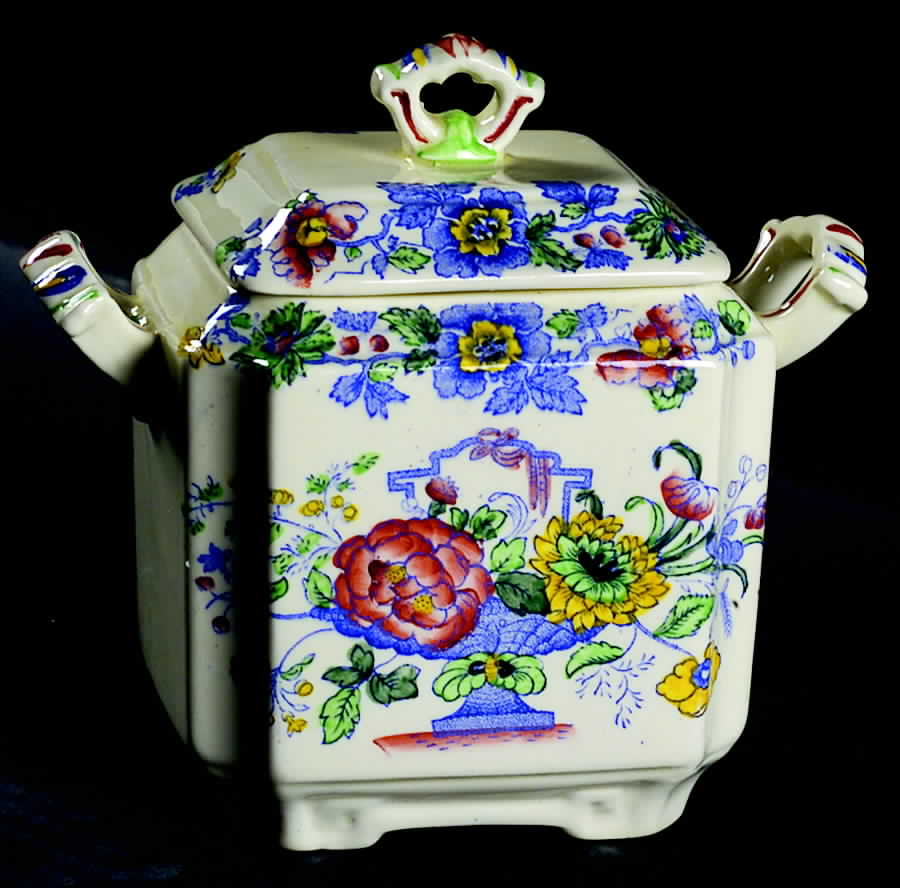Strathmore Blue Multicolor Sugar Bowl & Lid by Mason's-1