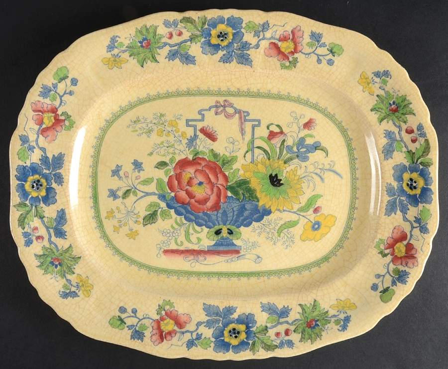 Strathmore Blue Multicolor 14" Oval Serving Platter by Mason's-1
