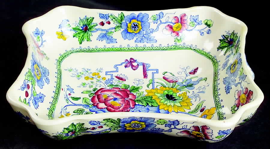 Strathmore Blue Multicolor Lid for Double Vegetable Bowl by Mason's-1