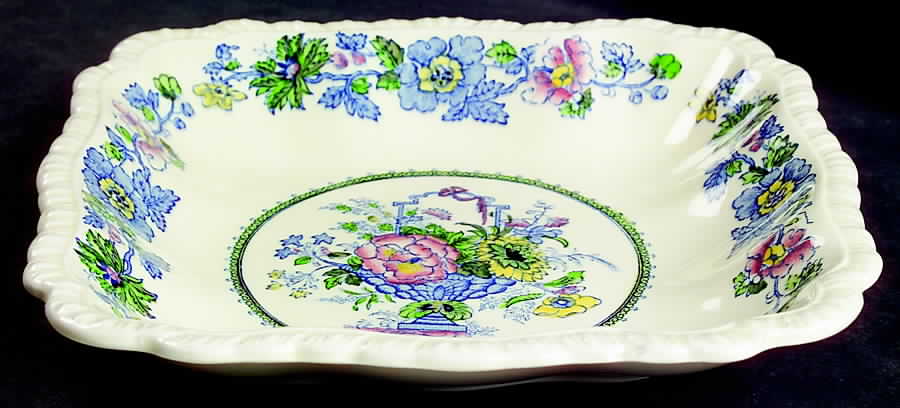Strathmore Blue Multicolor 9" Square Shallow Bowl by Mason's-1