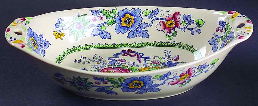 Strathmore Blue Multicolor 10" Oval Vegetable Bowl by Mason's-1