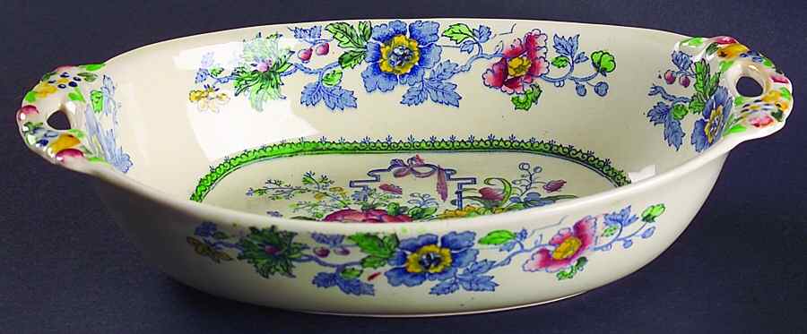Strathmore Blue Multicolor 10" Oval Vegetable Bowl by Mason's-1