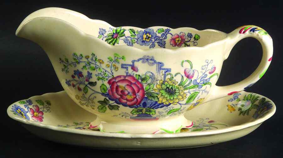 Strathmore Blue Multicolor Gravy Boat & Underplate/Relish by Mason's-1