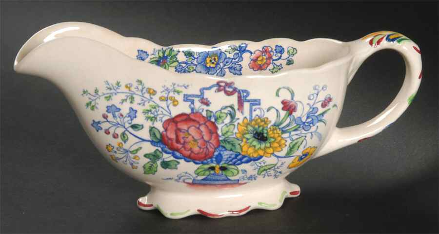 Strathmore Blue Multicolor Gravy Boat by Mason's-1