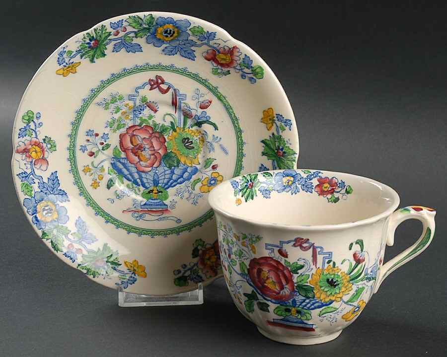 Strathmore Blue Multicolor Oversized Cup & Saucer Set by Mason's-1