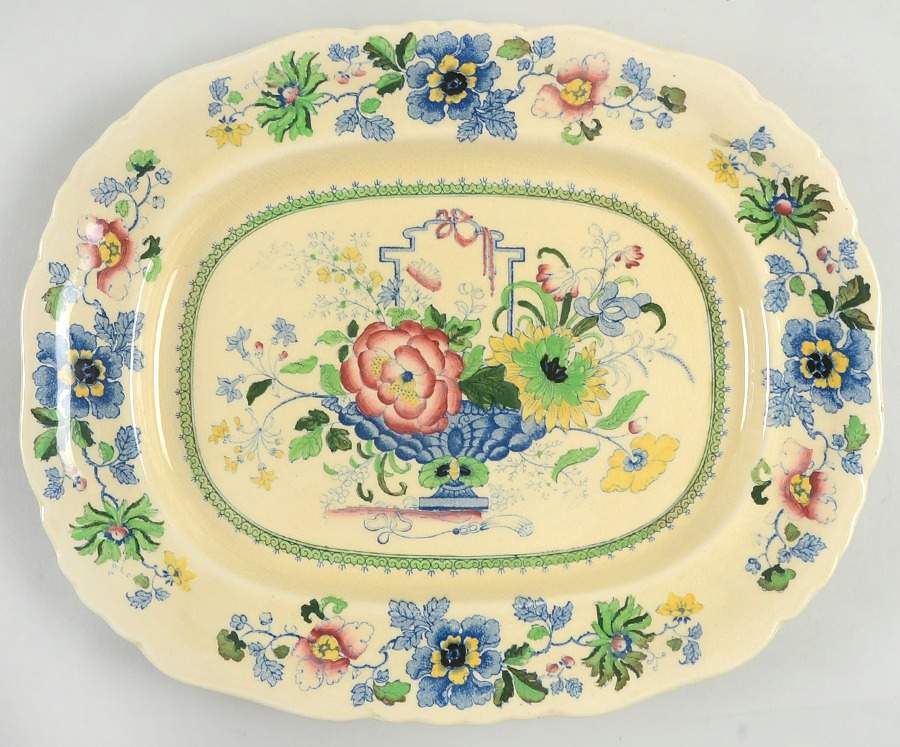 Strathmore Blue Multicolor 13" Oval Serving Platter by Mason's-1