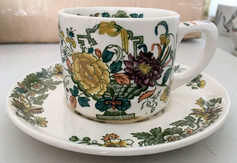 Strathmore Green Multicolor Flat Cup & Saucer Set by Mason's-1