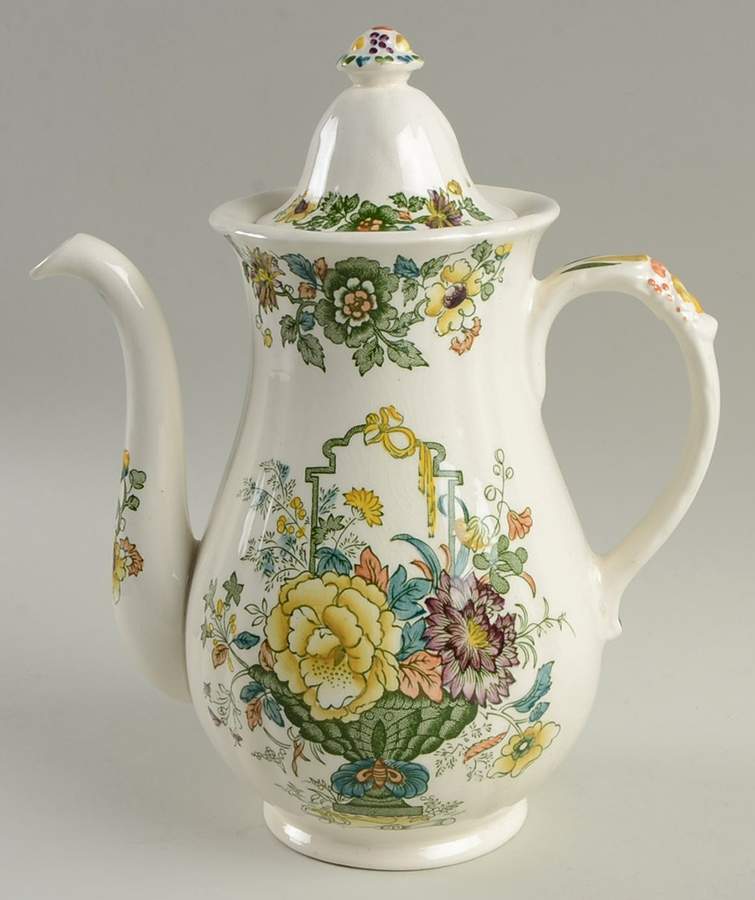 Strathmore Green Multicolor Coffee Pot & Lid by Mason's-1