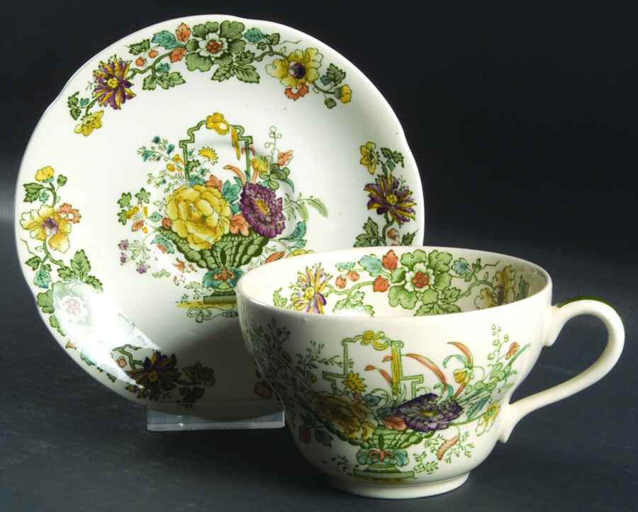 Strathmore Green Multicolor Jumbo Cup & Saucer Set by Mason's-1