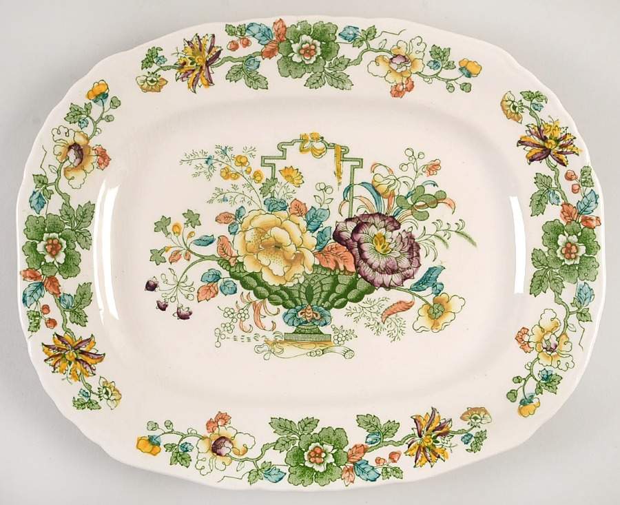 Strathmore Green Multicolor 12" Oval Serving Platter by Mason's-1