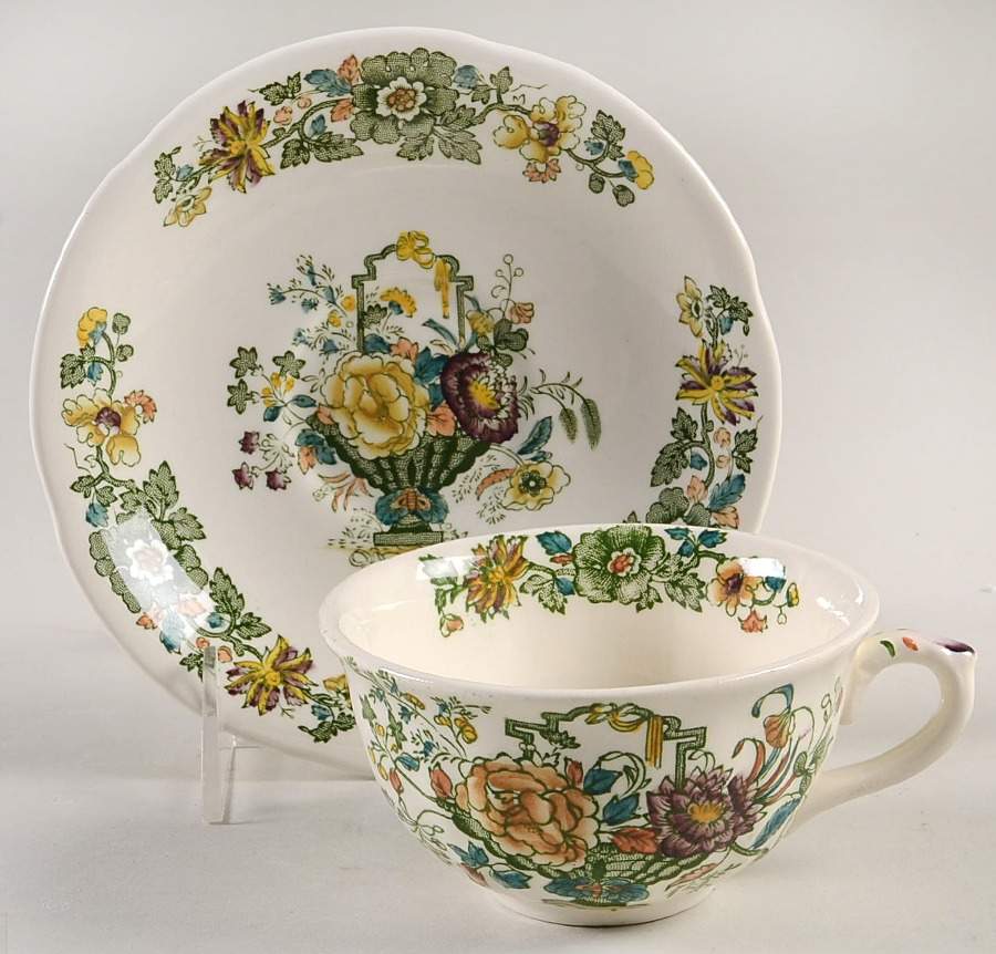 Strathmore Green Multicolor Flat Cup & Saucer Set by Mason's-1