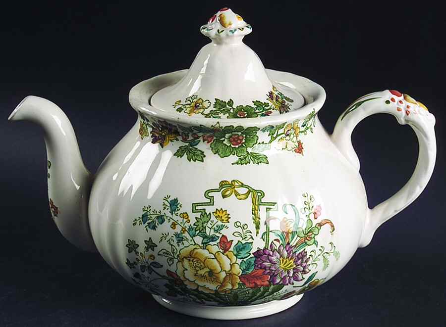 Strathmore Green Multicolor Teapot & Lid by Mason's-1