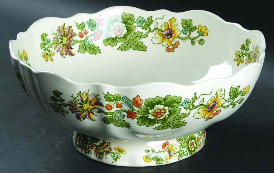 Strathmore Green Multicolor Bruges Footed Salad Bowl by Mason's-1